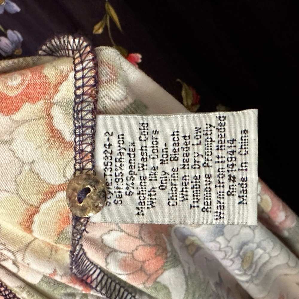Johnny Was Elsa Tiered Short Sleeve Henley Knit Floral Tea Length Dress XS - Picture 8 of 8